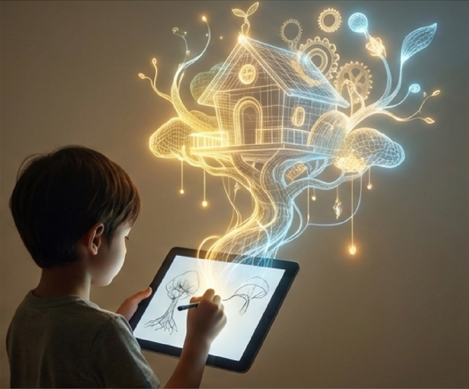 태블릿으로 아이디어를 시각화하는 아이